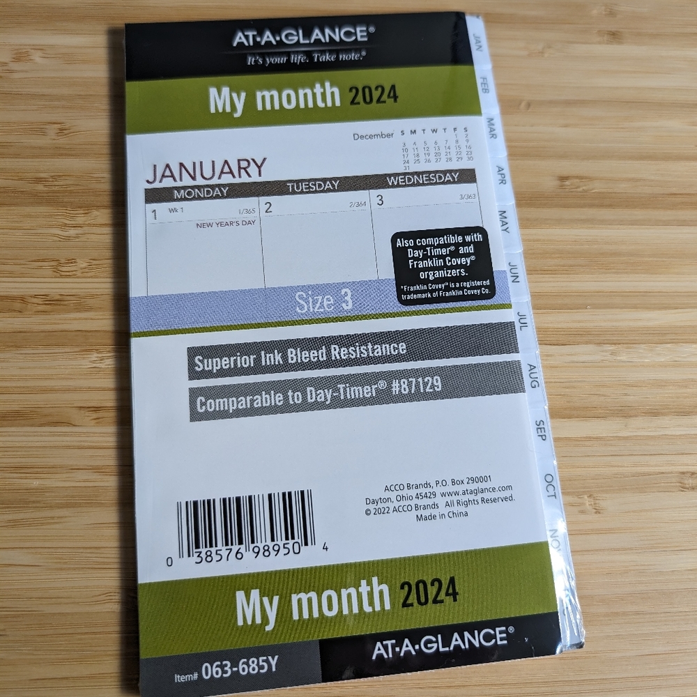 At-a-Glance 2024 Monthly Planner Refill, 3-3/4 x 6-3/4", Loose-Leaf (063-685Y)
